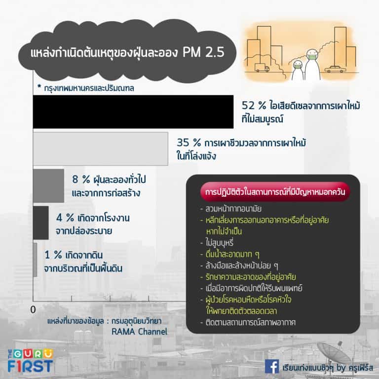 สาเหตุการเกิดฝุ่นละออง PM 2.5 และวิธีป้องกัน