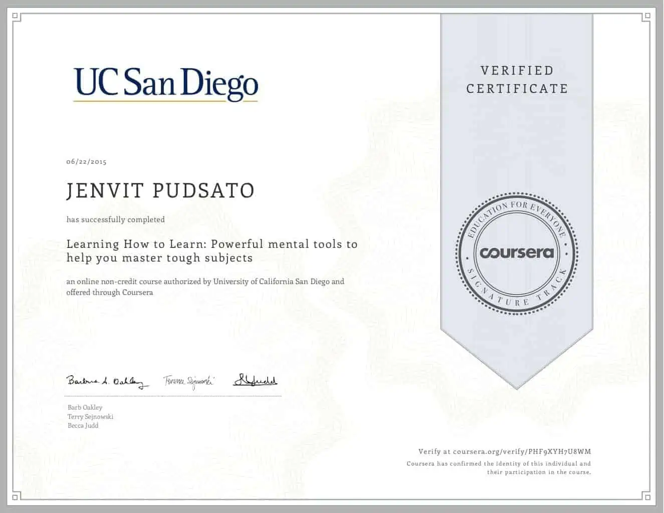 ครูเฟิร์ส Coursera UC SanDiego