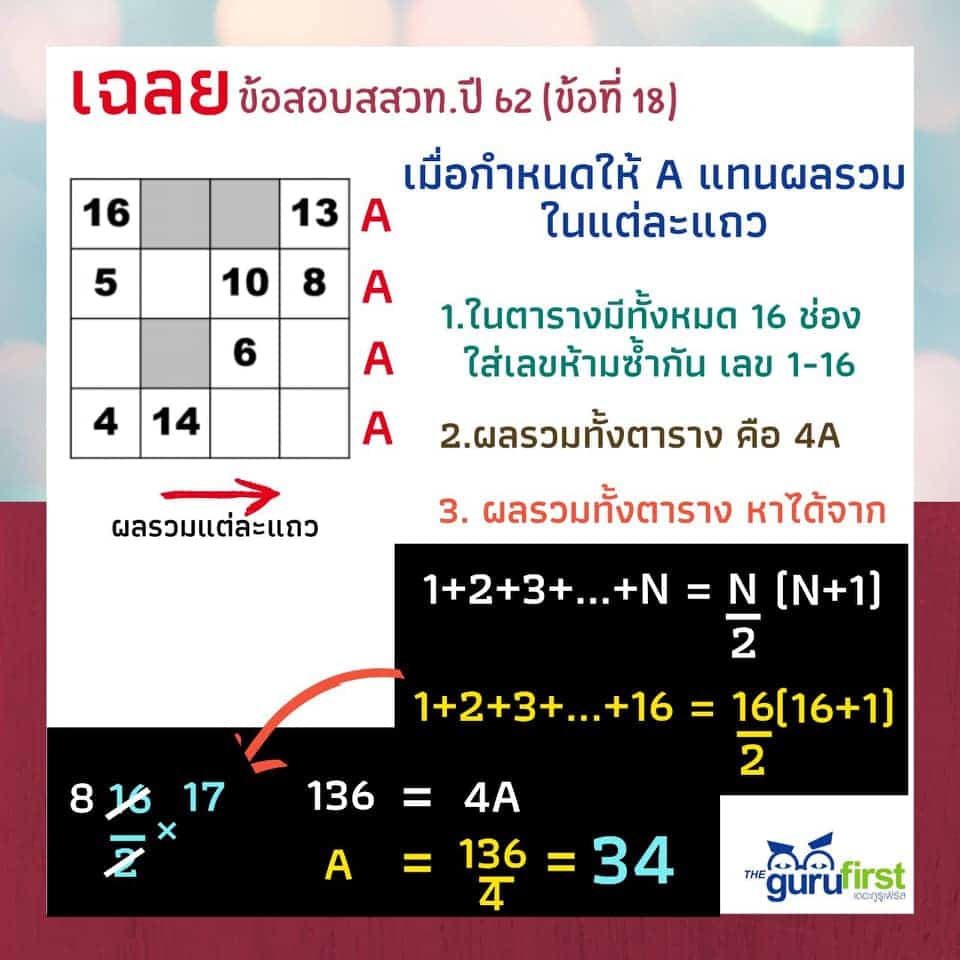เฉลยข้อสอบ สสวท. ปี 62 ข้อที่ 18 p1