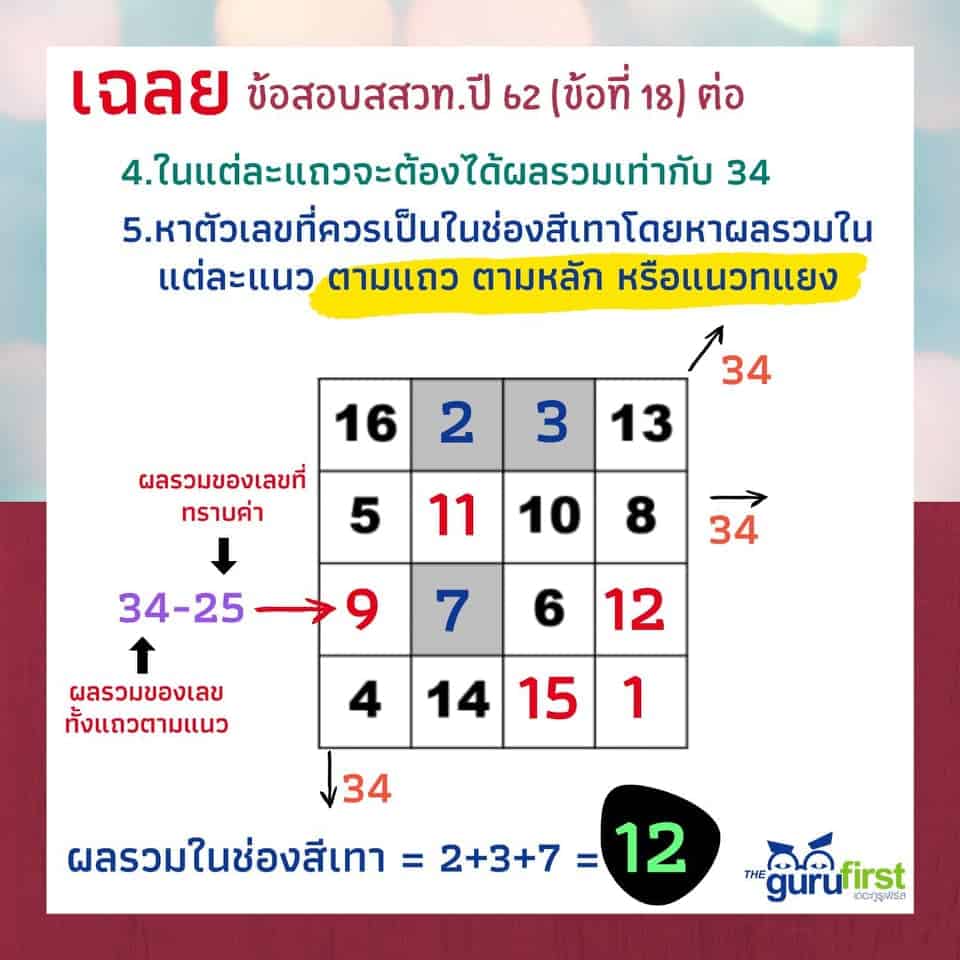 เฉลยข้อสอบ สสวท. ปี 62 ข้อที่ 18 p2