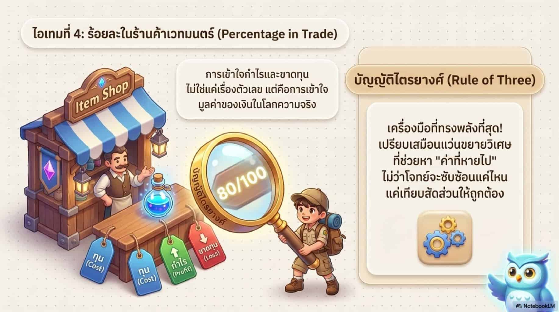 ไอเทม 4 ร้อยละในร้านค้า