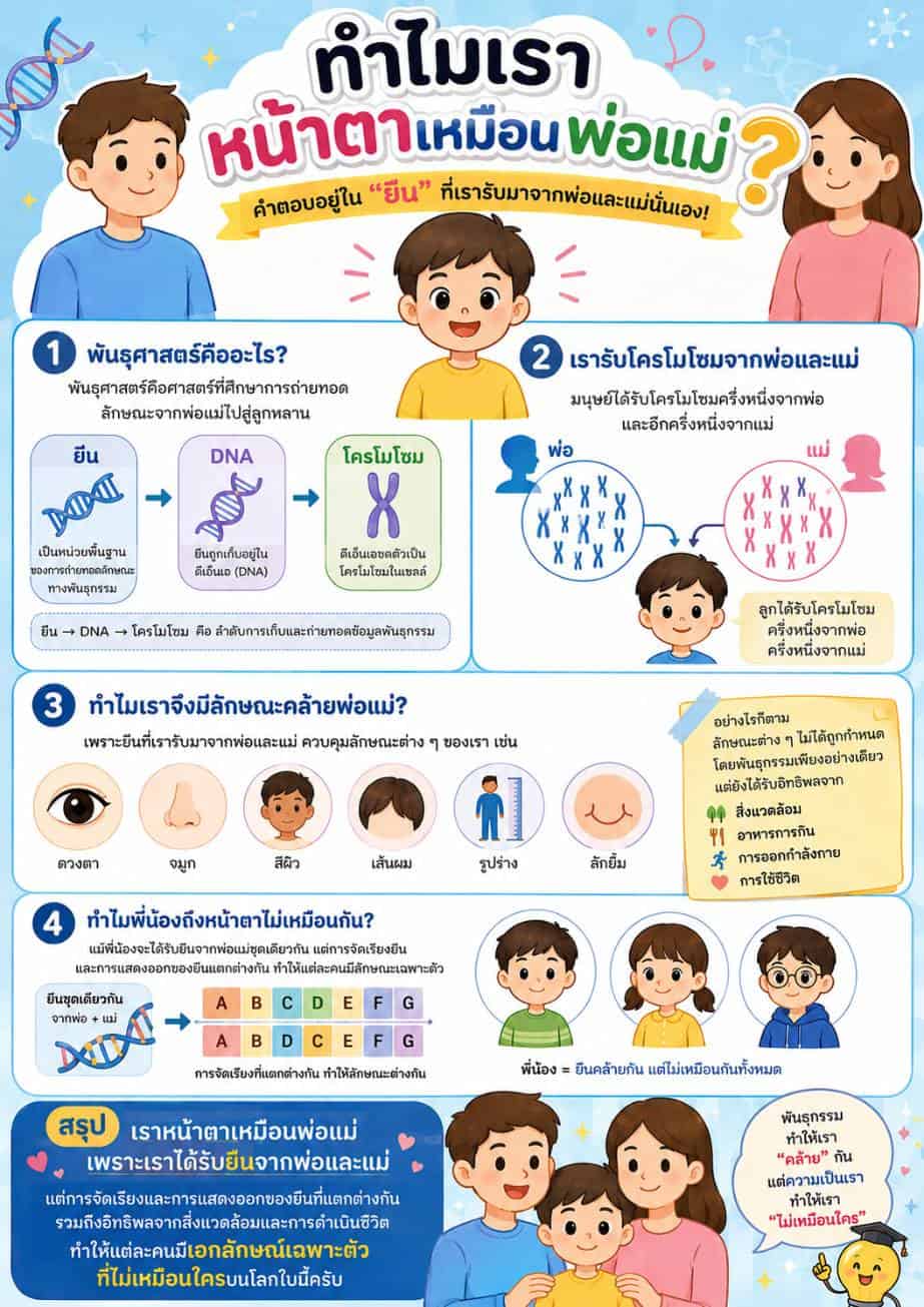 ทำไมเรา หน้าตาเหมือนพ่อแม่