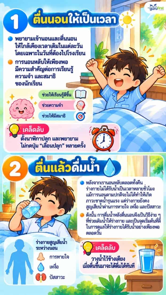 ตื่นเป็นเวลา ดื่มน้ำ
