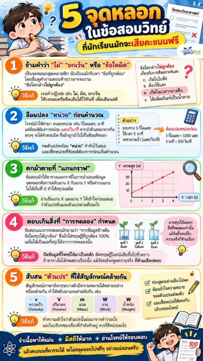 5 จุดหลอกในข้อสอบวิทย์
