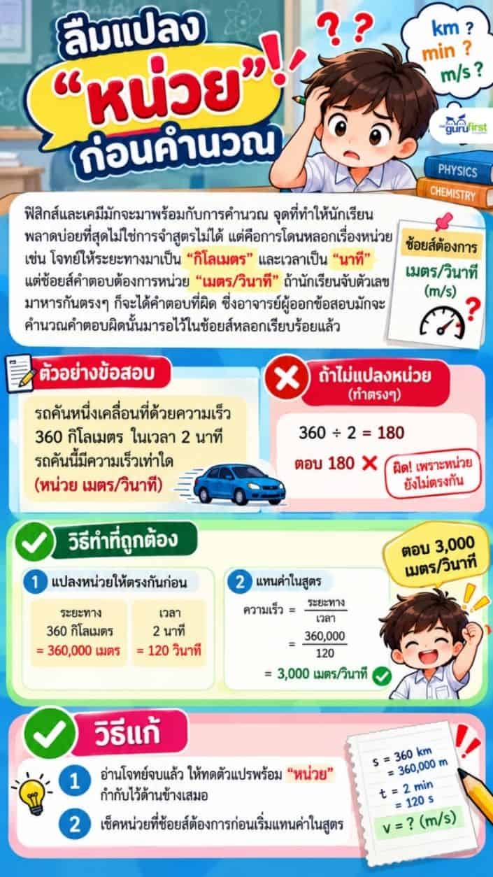 ลืมแปลงหน่วย ก่อนคำนวณ