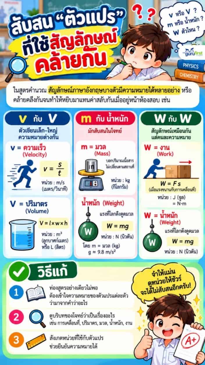 สับสนตัวแปร สัญลักษณ์ที่คล้ายกัน